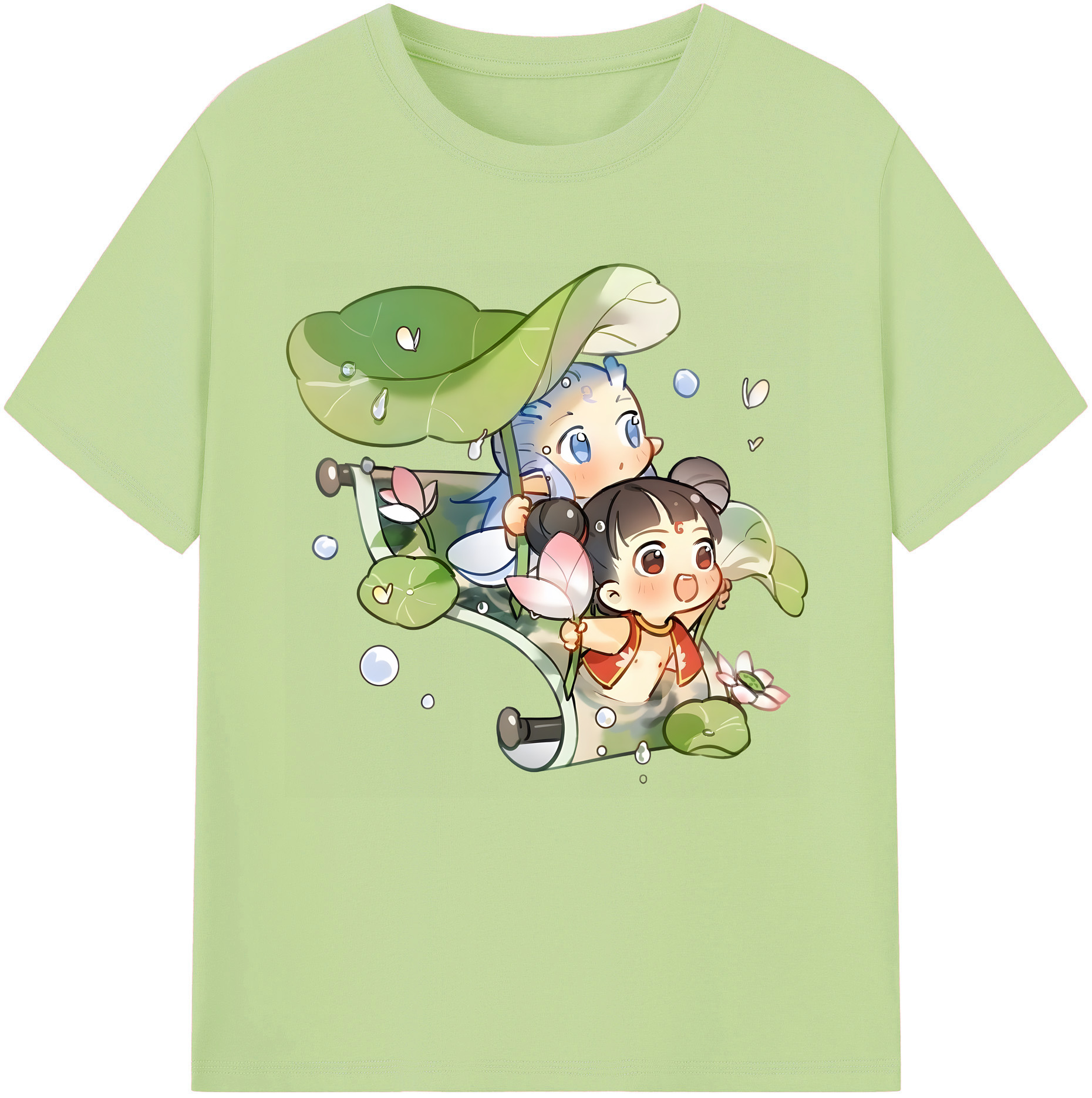 （画像用） Ne Zha 2 ナタ 魔童の大暴れ 綿100％半袖Tシャツ（フロントプリント）